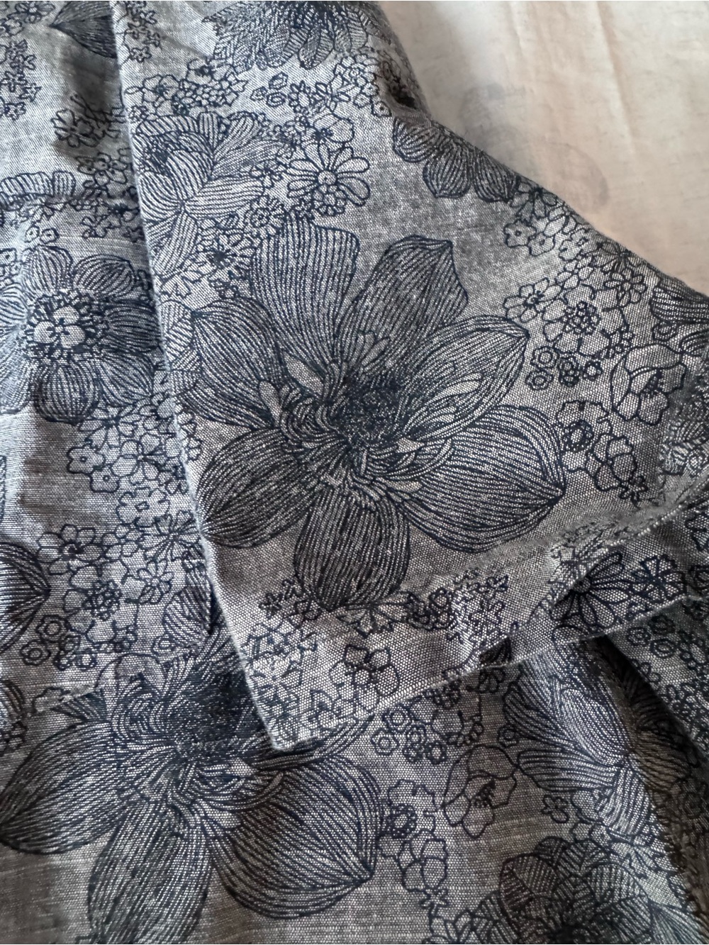 Floral Print Top in Black on blue